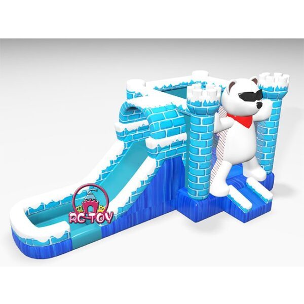 Cool Polar Bear Inflatable Ice Castle with Slide