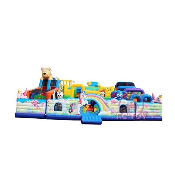Outdoor unicorn inflatable park