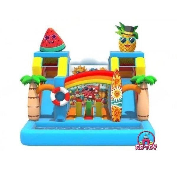 Beach Theme Double Lane Inflatable Water Slide
